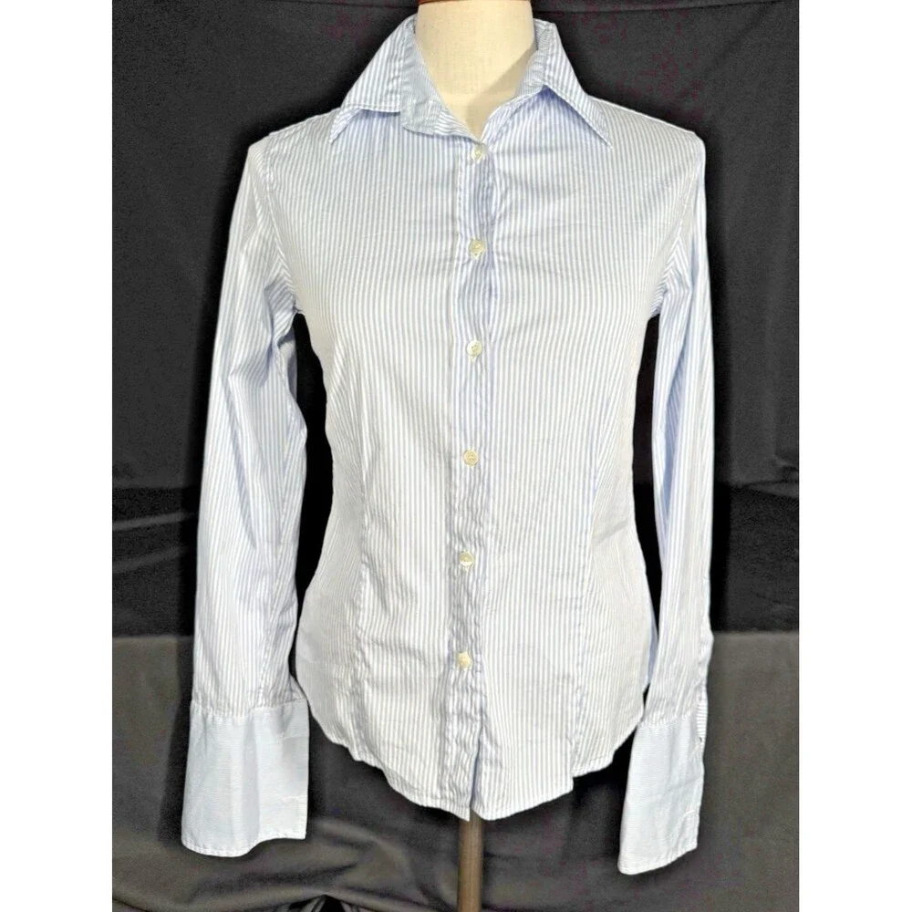 Burberry | Tops | Womens Size 6 Burberry London Pinstripe French Cuff  Oxford Shirt Made In Italy | Poshmark